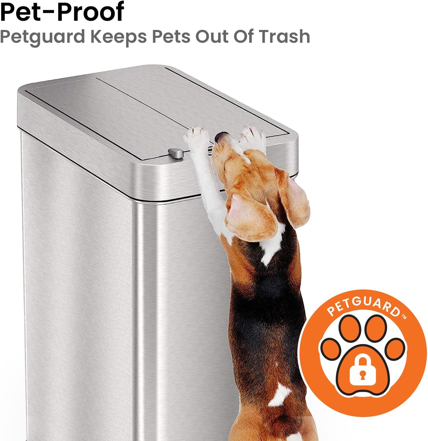 iTouchless Glide 13 Gallon Sensor Garbage Can with Wheels and Odor Control System, Stainless Steel, Automatic Kitchen Bin and Office Trash Bin (Powered by Battery or Optional AC Adapter)