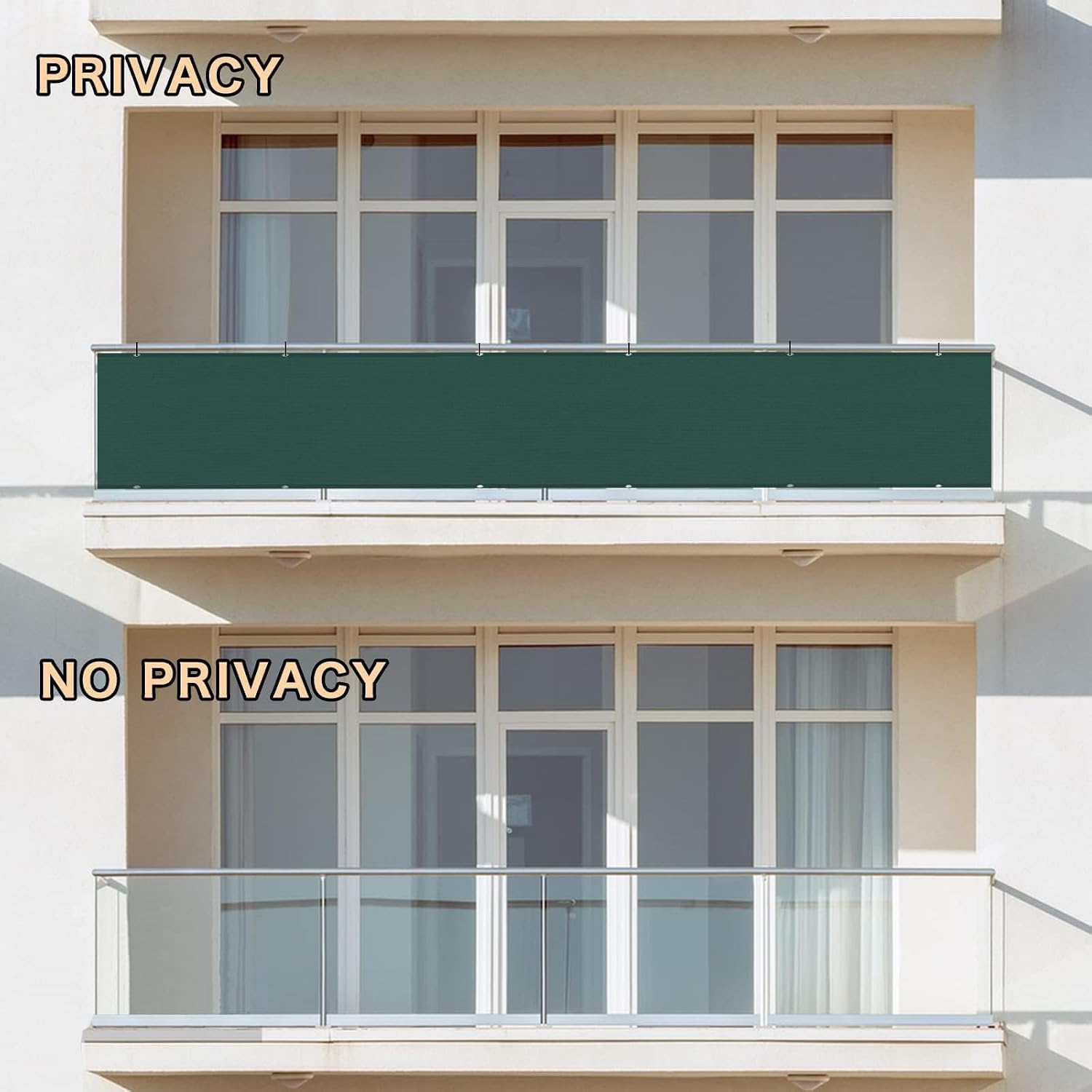 SUNLAX 3'x10' Black Balcony Privacy Screen Fence Windscreen 90% UV Block
