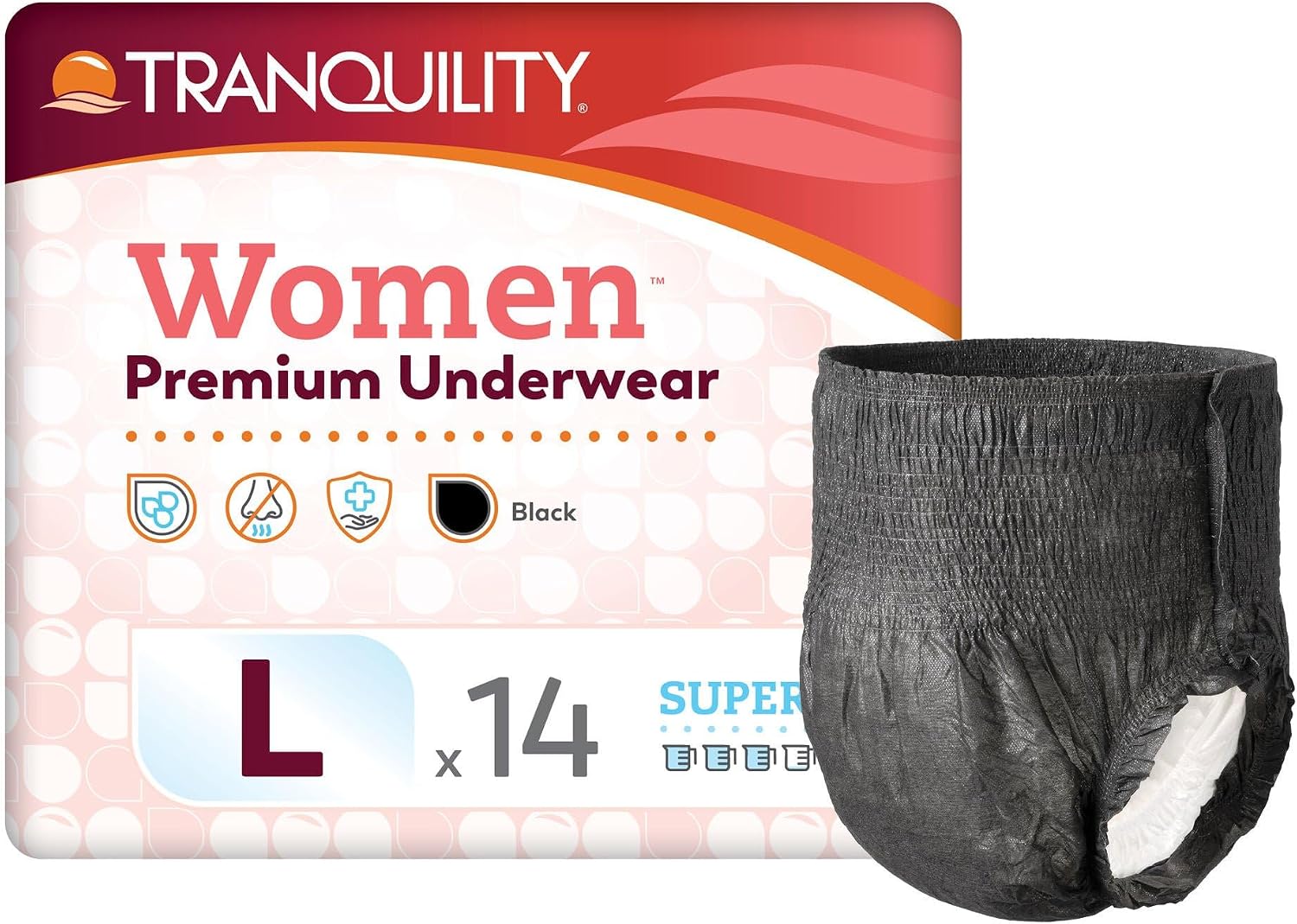 Tranquility Premium Daytime Disposable Absorbent Underwear, L, 54 in, 16 ct | Breathable All-Day Comfort, Adult Diapers