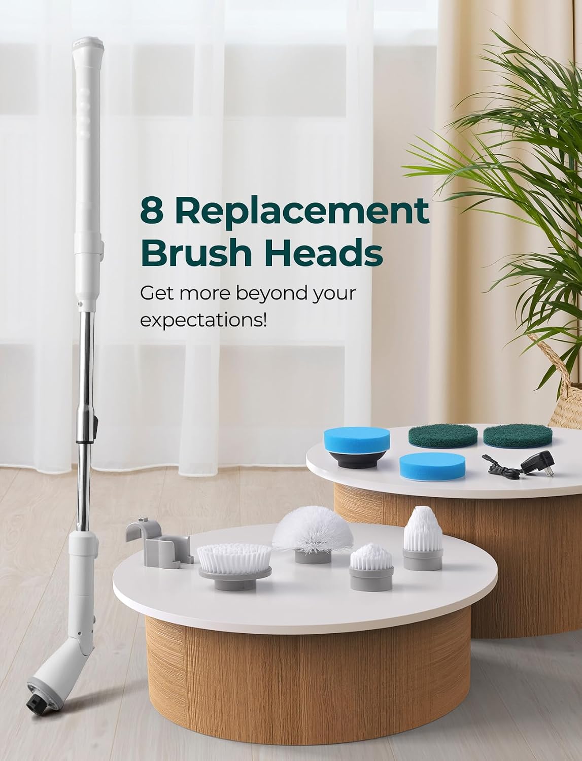 Sweepulire Electric Spin Scrubber for Cleaning, Shower Scrubber | with Long Handle, 2 Spin Speeds