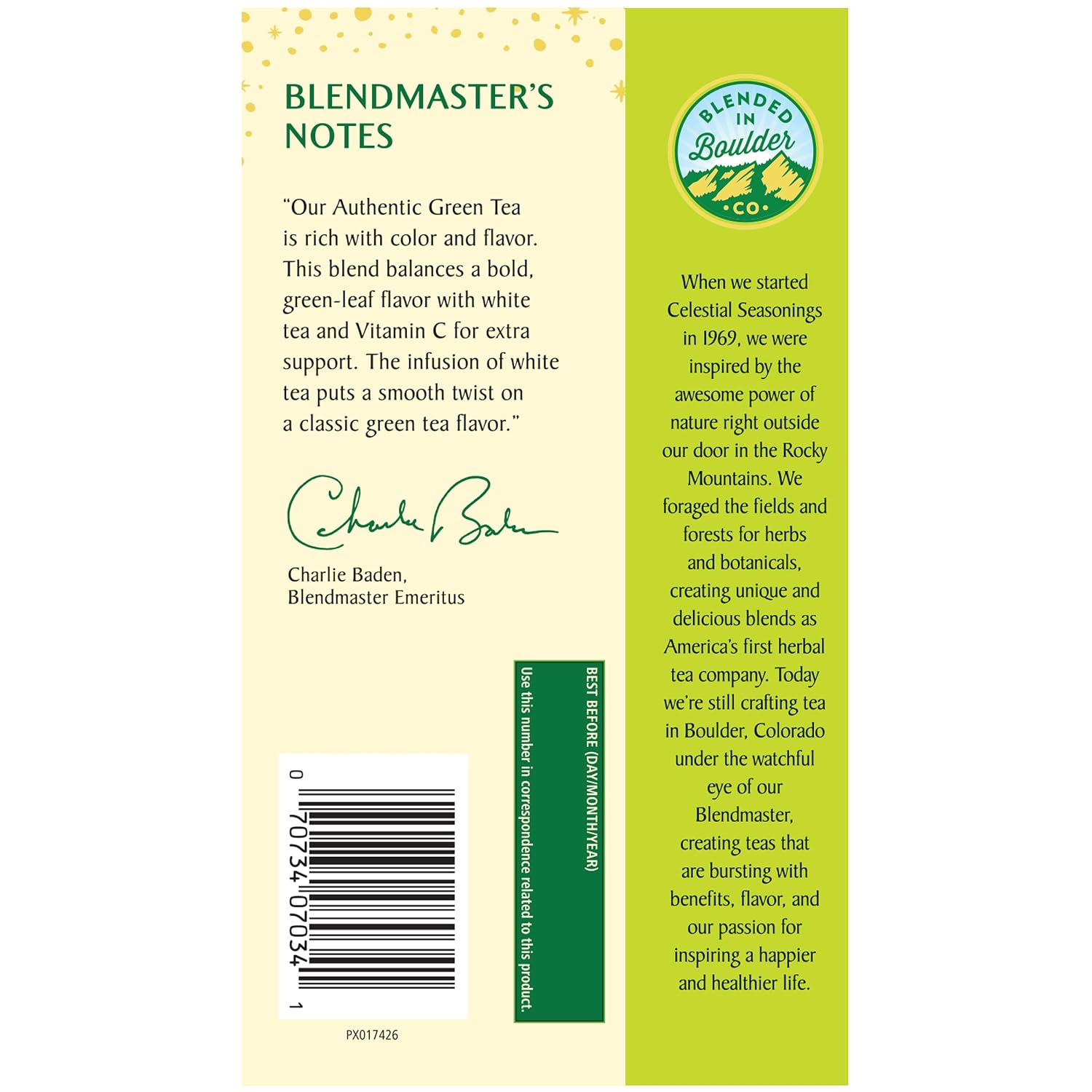 Celestial Seasonings Authentic Green Tea 40 Count