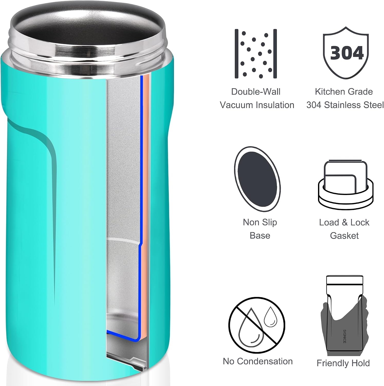 3 In 1 Insulated Universal Can Cooler - Signice Double Walled Vacuum Insulator Stainless Steel Slim Can Cooler for 12 Oz Skinny Tall Standard