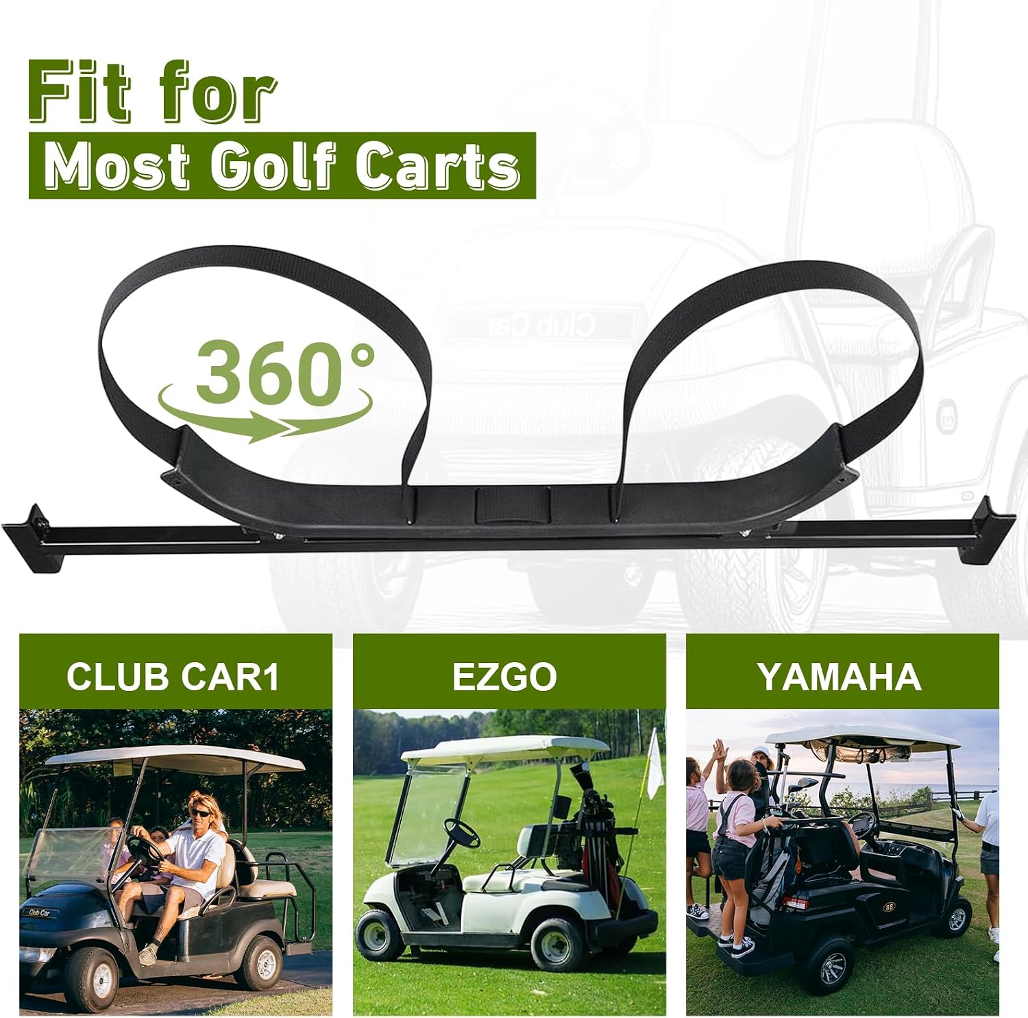 Universal Golf Cart Rack, Bag Holder Bracket for Yamaha EZGO Club Car Kits