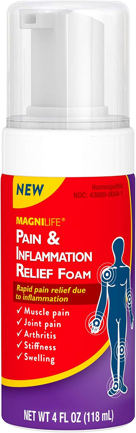 MagniLife Pain & Inflammation Relief Foam, 4 oz, Non-Greasy Pain Reliever for Muscle, Joint, Knee, Hip, Back, Foot, Helps Ease Stiffness, Soreness