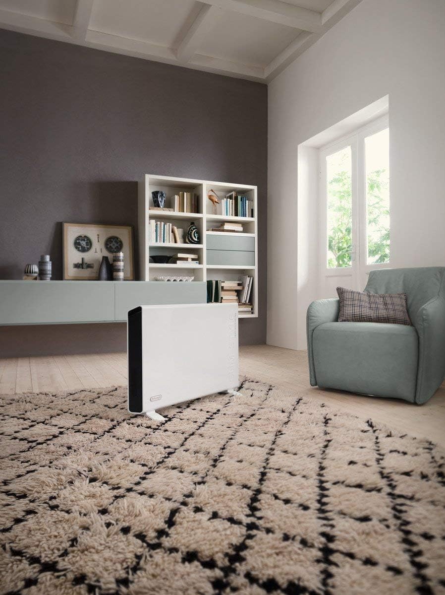 DeLonghi Convection Panel Heater, Full Room Quiet 1500W, portable electric heater is freestanding/easily wall mounted. Energy Saving, quick heat distribution, timer, asphalt gray, HCX9115E
