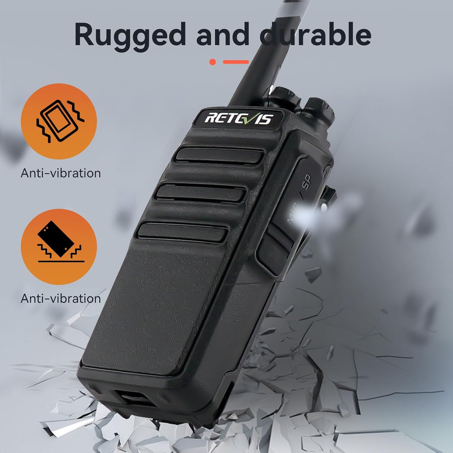 Retevis H777H Walkie Talkies with Earpeice,Portable FRS-Two Way Radio 6Pack | For Schools, Shatterproof Hidden Display, 6-Way Charger, USB-C, Emergency Alarm, Flashlight, with Stretchable Coiled Headset