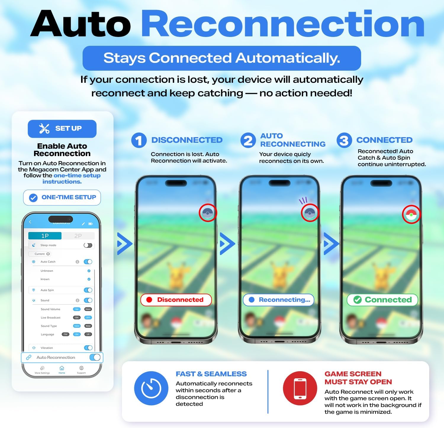 DuoMon 3 Advance Auto Catcher for Pokemon Go Plus - 2 Account Play, Auto Catch & Spin, Voice Alerts, Auto Reconnect, Mobile App - 2026 Edition