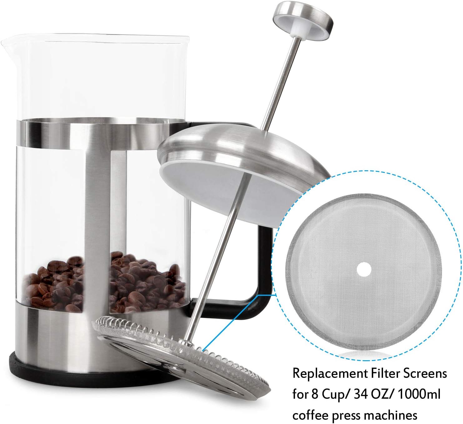 Boao 3 Packs French Press Replacement Cafetiere Filter Mesh Screen