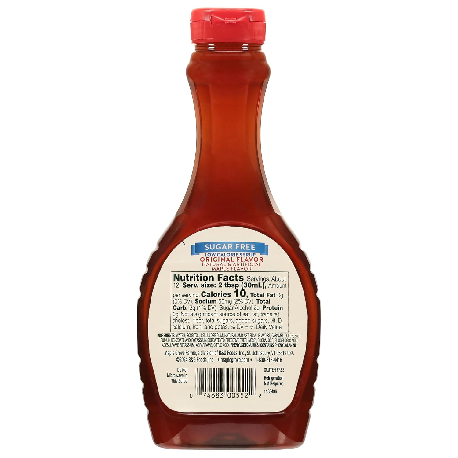 Maple Grove Farms Syrup, Sugar Free, 24 Ounce