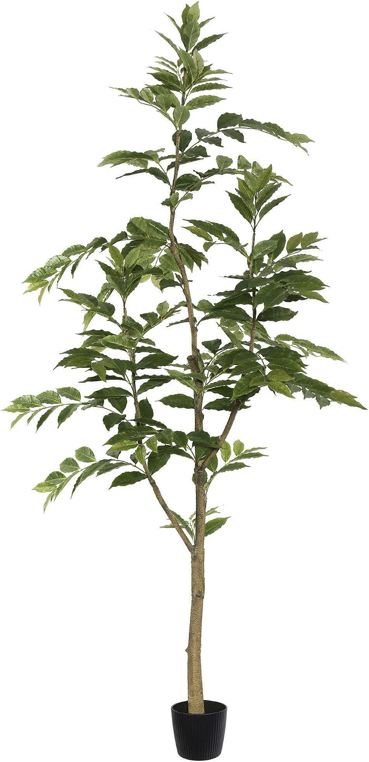 Vickerman 7' Realistic Potted Artificial Green Nandina Tree with 356 Leaves - Large Faux Indoor Tree for Artificial Plants and Fake Plants - Maintenance Free