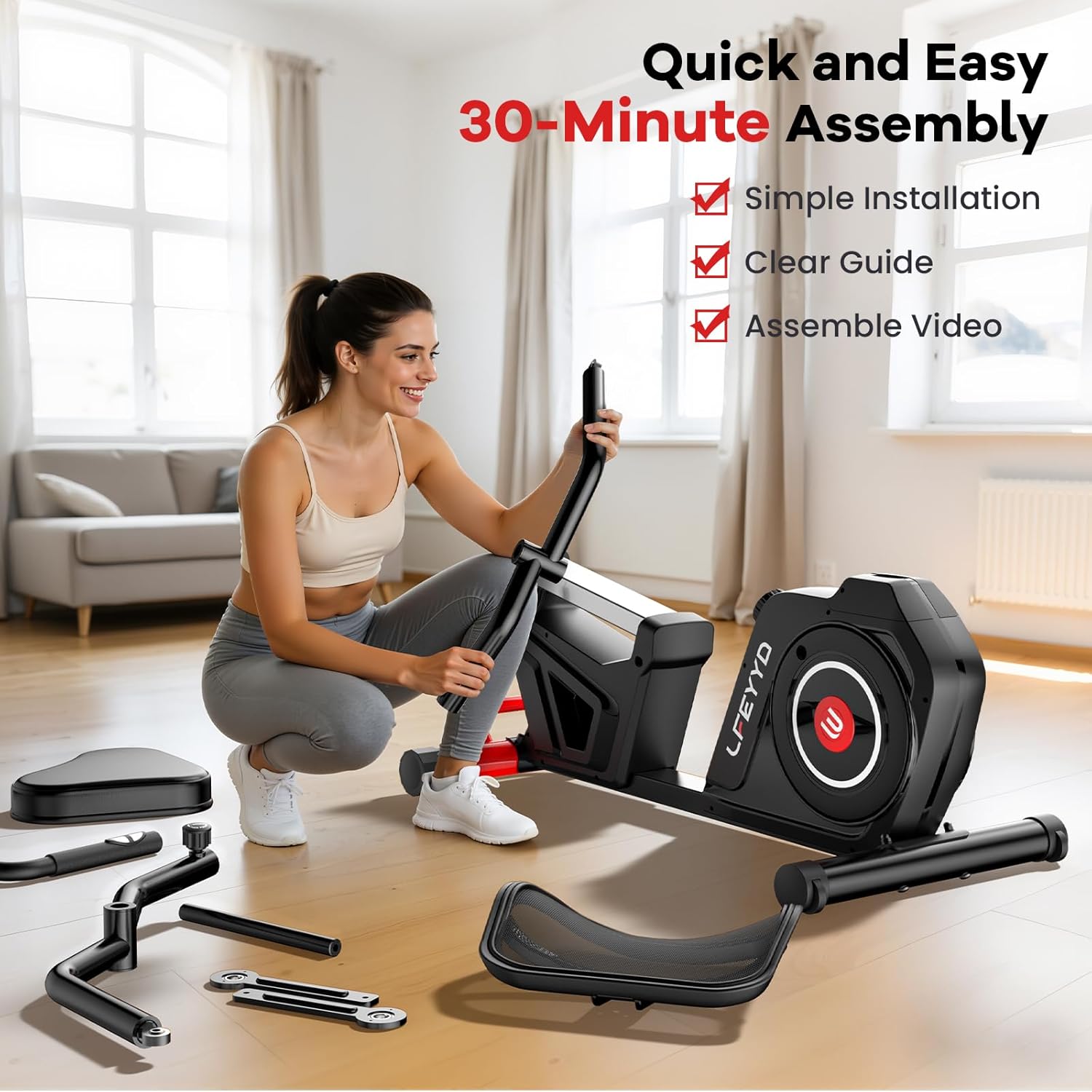 Recumbent Exercise Bike for Home, Stationary Bike with Arm Exerciser | 16-Level Magnetic Resistance, 450LBS Capacity, Bluetooth App, LCD Monitor
