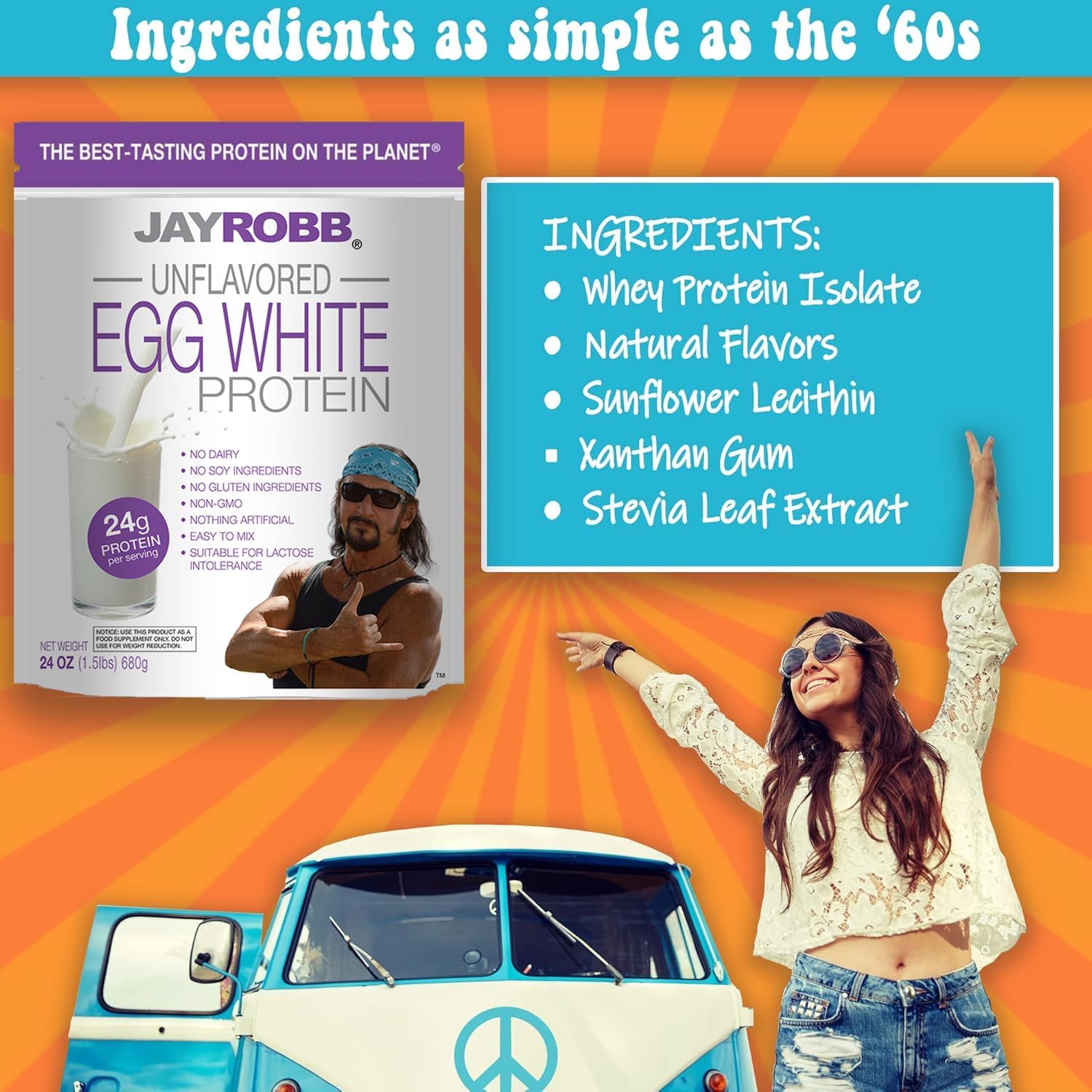 JAYROBB Vanilla Egg White Protein 24 oz, 1.5 Pound Bag