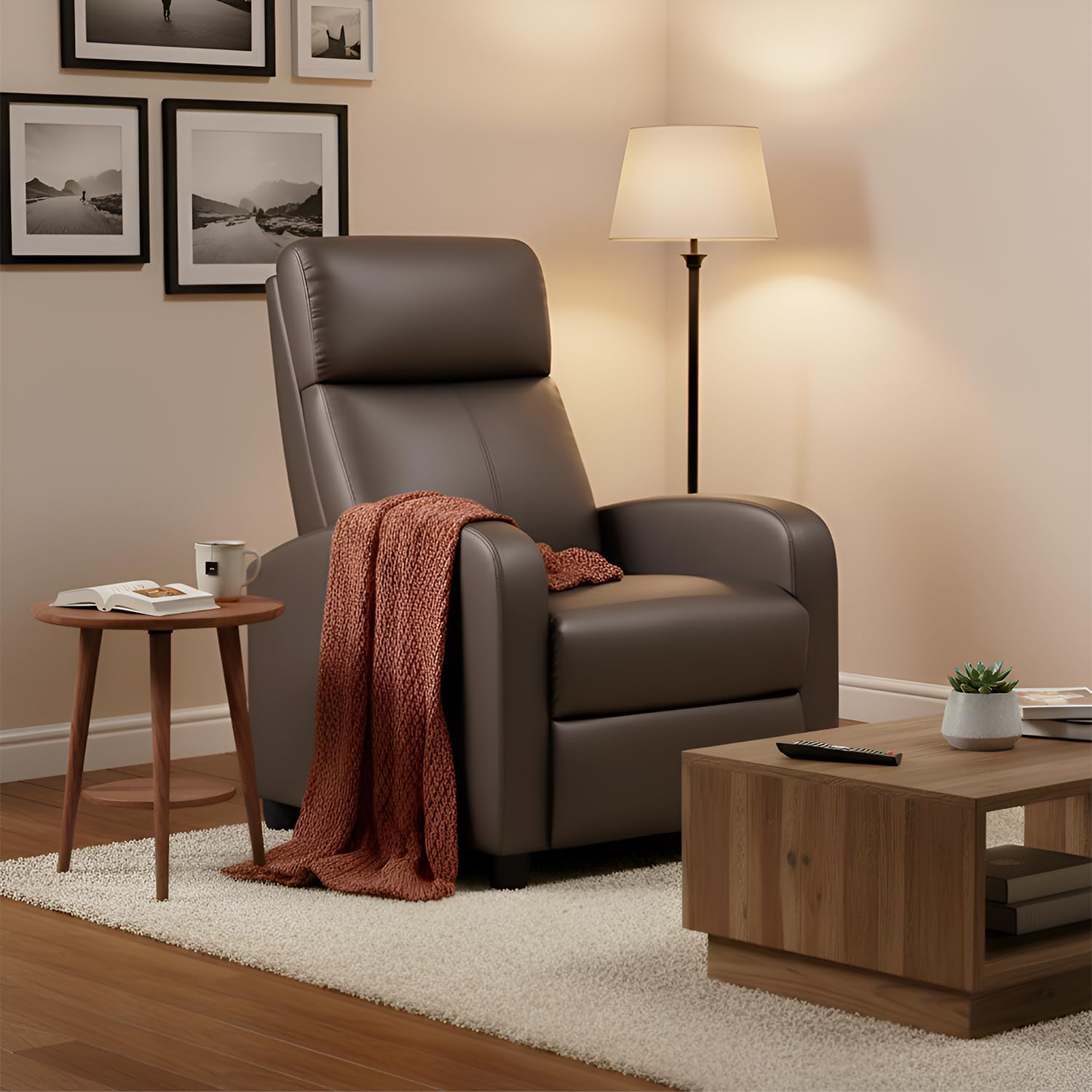 FDW | Recliner Chair | with 2 Point Massage Function | Black, PU Leather