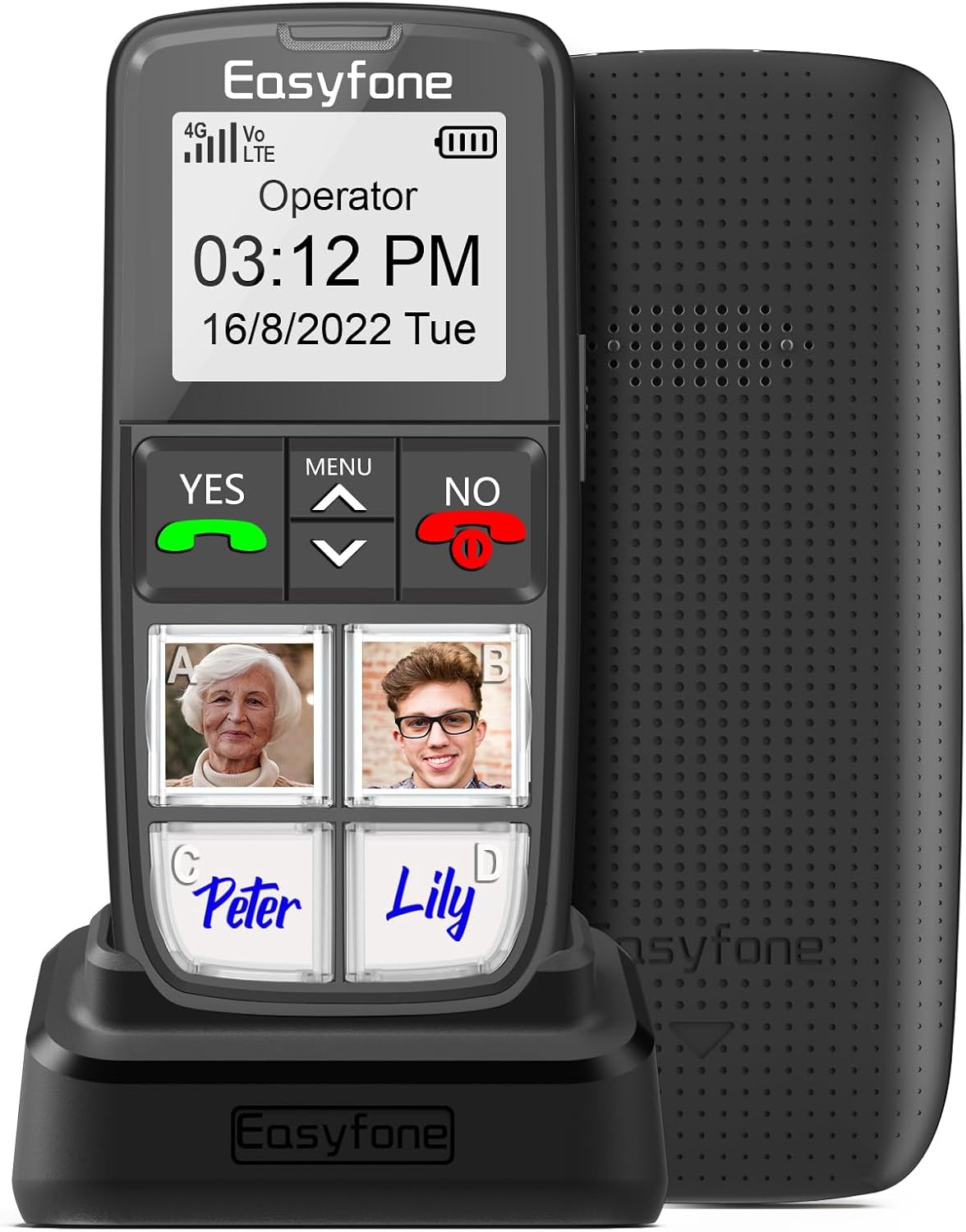 Easyfone Prime-T6 4G Picture Button Cell Phone for Seniors | Easy-to-use | Clear Sound | SOS Button | Easy Charging Dock | SIM Card Included