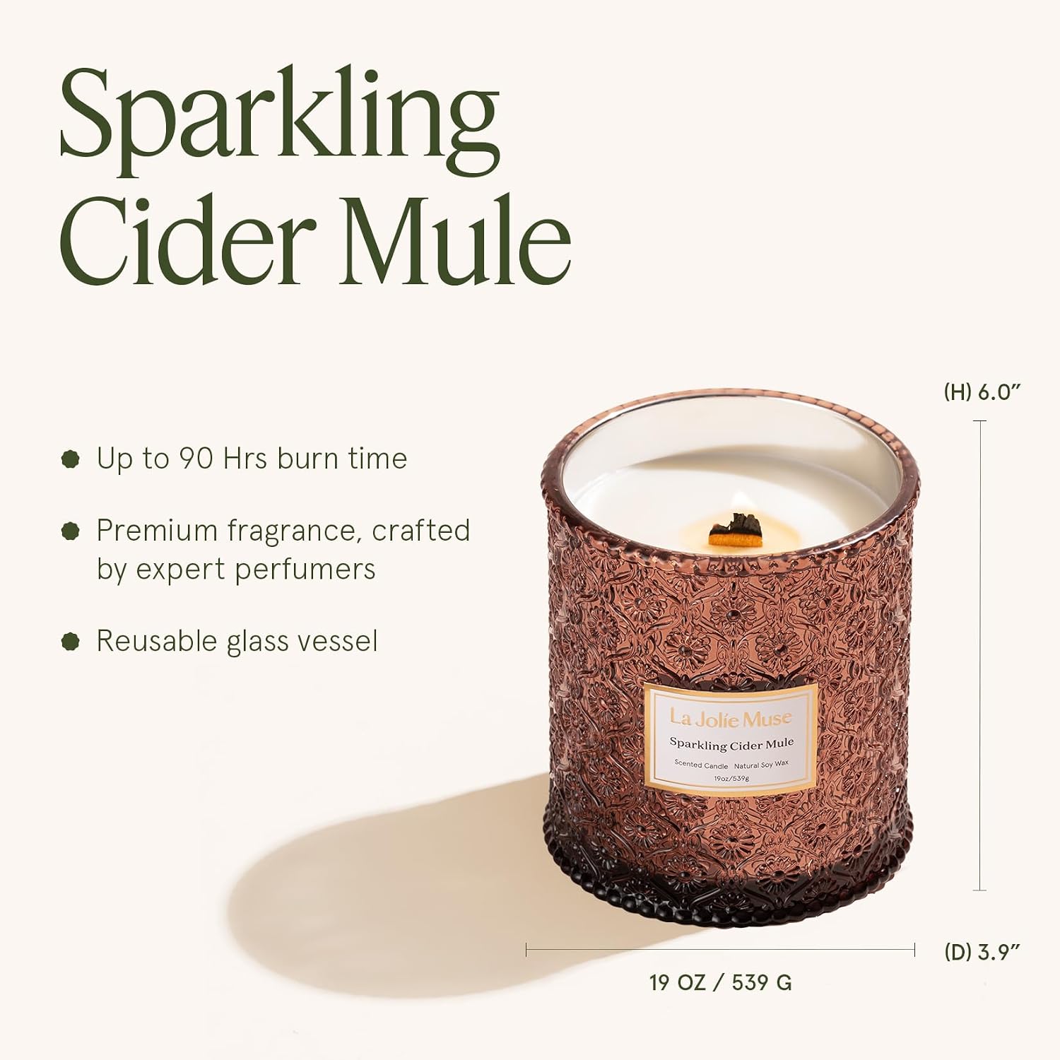 LA JOLIE MUSE Starlit Fir Pine Scented Candles for Home,19 oz Natural Soy