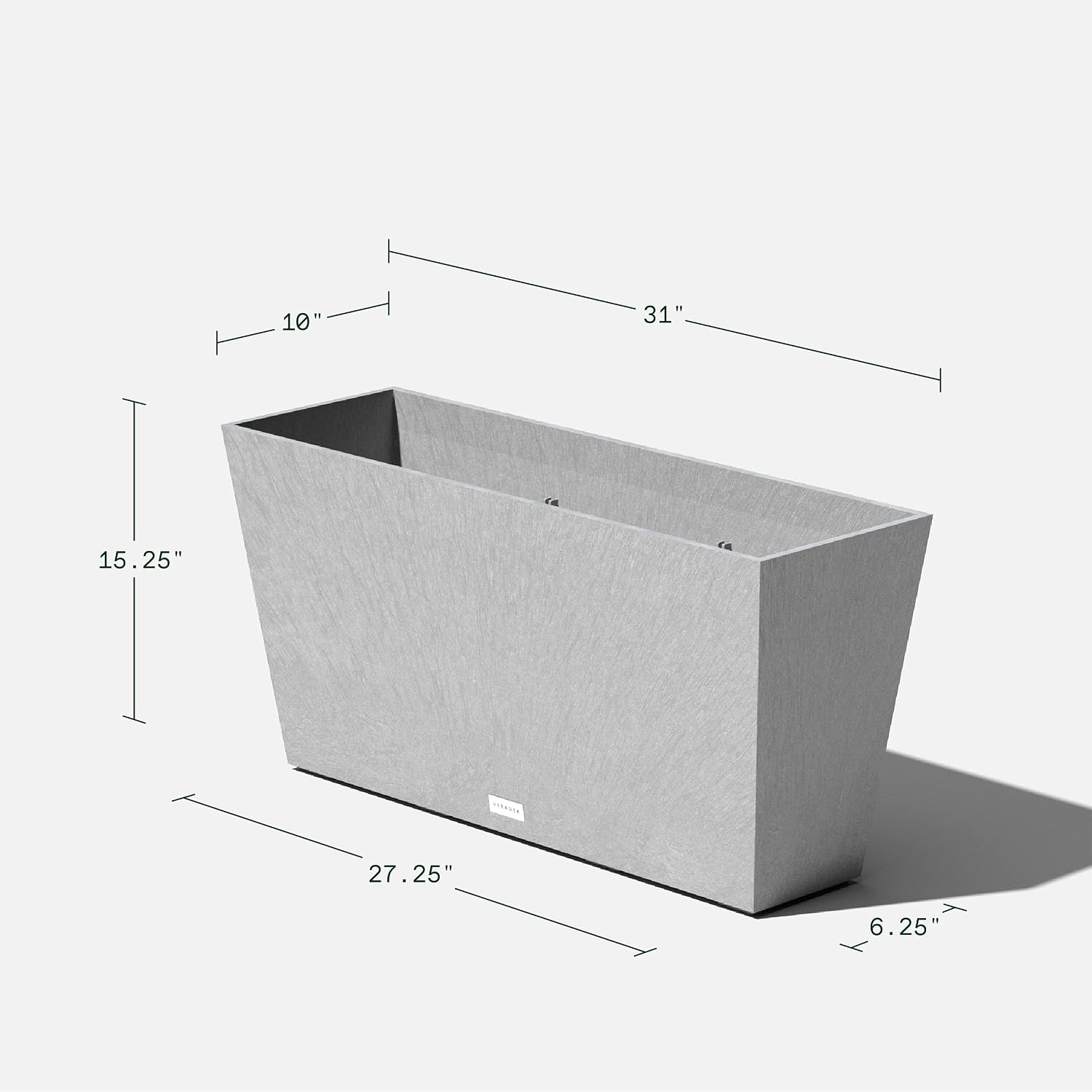 Veradek Pure Series Midori Planter - Wide Outdoor Planter | Made From Durable Plastic With Pre-Drilled Drainage Holes. Modern Porch/Patio Décor for Plants, Flowers and Herbs