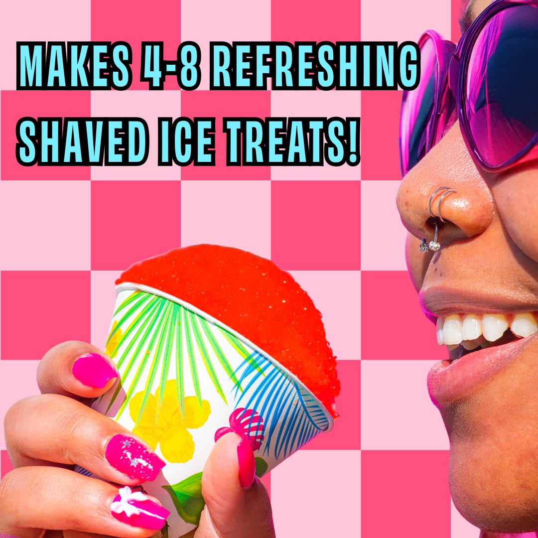Hawaiian Shaved Ice Blue Raspberry Syrup - Made Nut Soy Dairy Free in the USA - Flavor Fluffy Shaved & Crunchy Snow Cone - Shelf Stable After Opening - Makes 8 Servings - 16 ounces