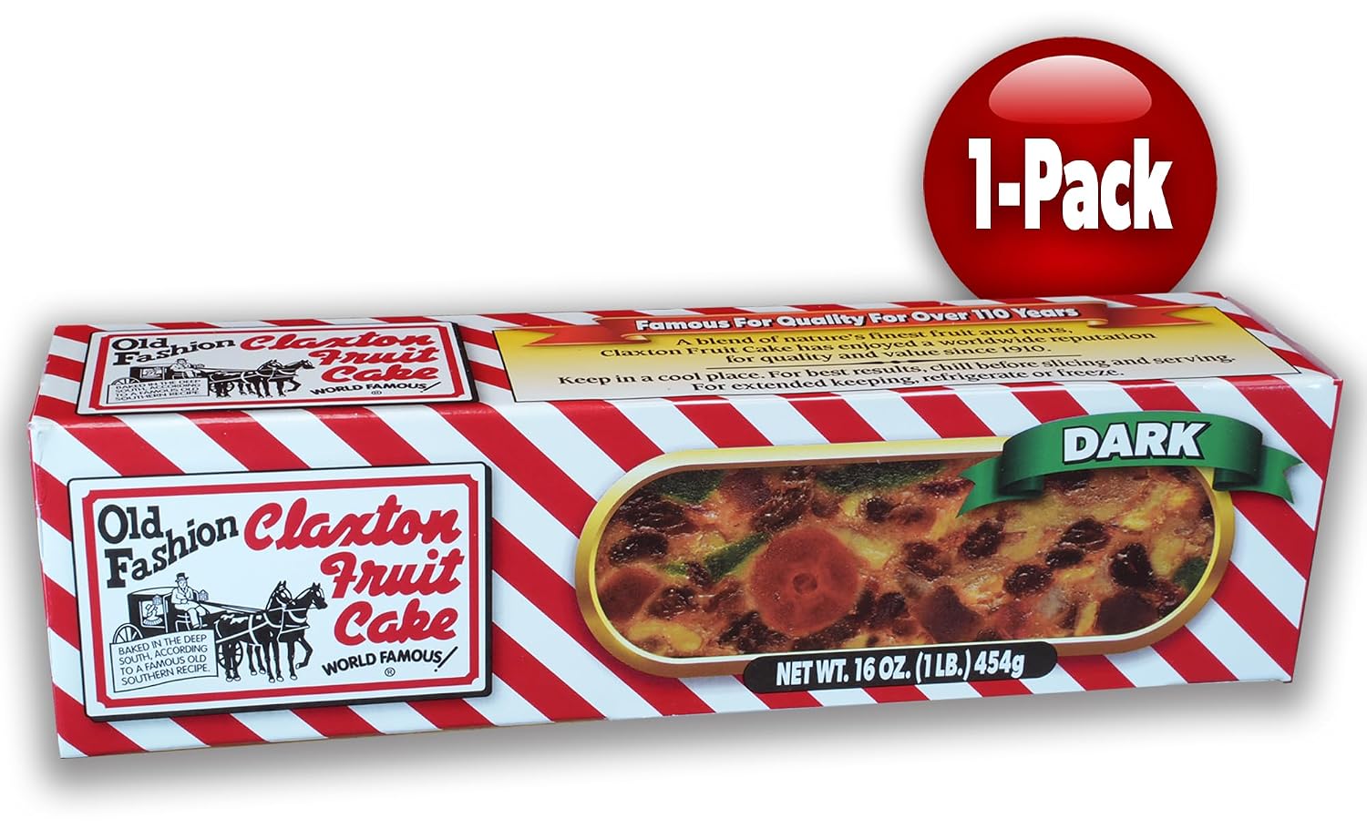 Claxton Fruit Cake – 5-1 lb Regular Recipe Loaves | Individually Wrapped | Packaged in Signature Red-and-White Gift Carton | Old-Fashioned Holiday Fruitcake Since 1910 | 5 Pack