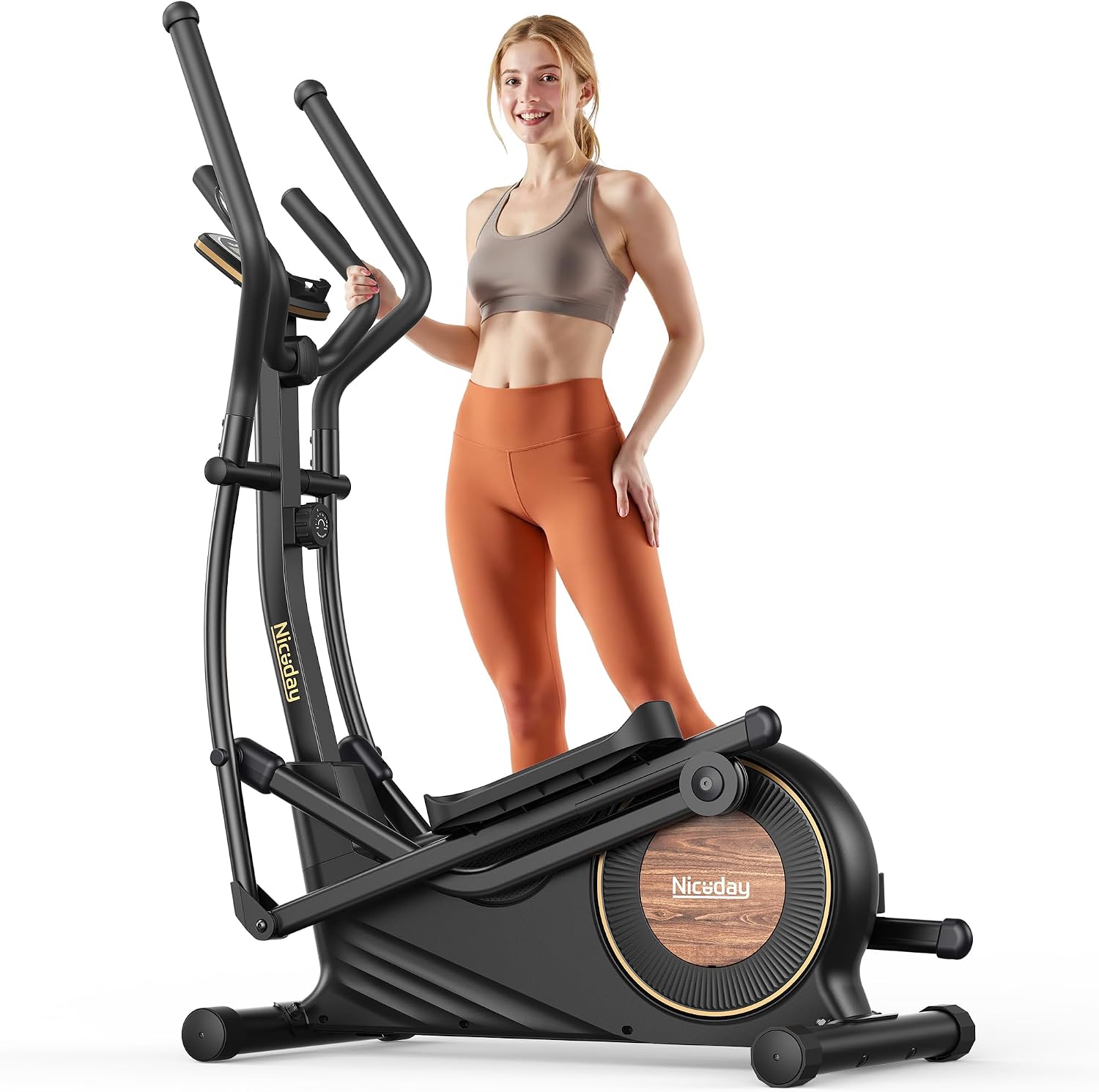 Niceday Elliptical Exercise Machine with 15.5/18/19IN Long Stride | Compact Elliptical Machine for Home Use, 16 Resistance Levels; 400LBS Stable Loading Capacity; Kinomap APP Support