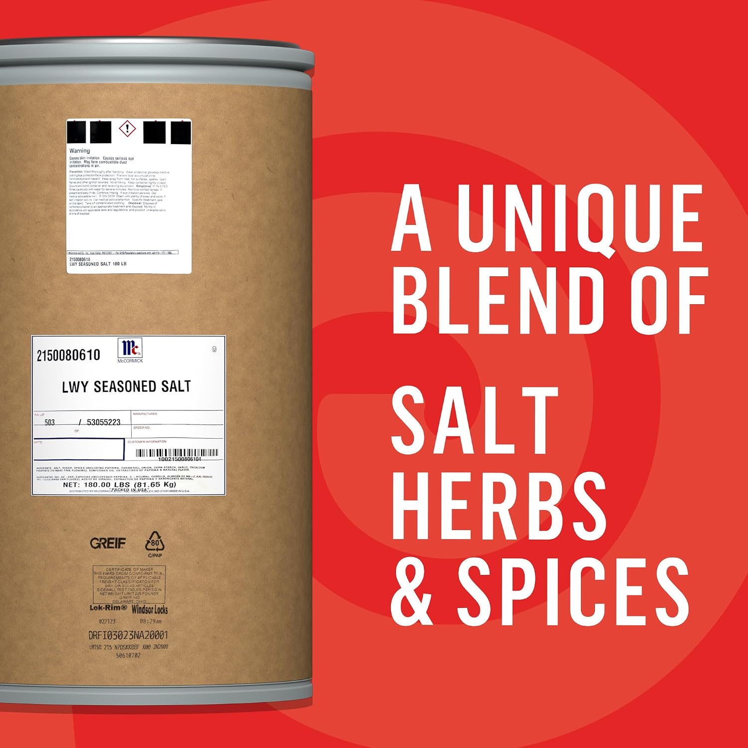 Lawrys Seasoned Salt, 5 lb - One 5 Pound Container of All-Purpose Seasoned Salt Made With Perfect Blend of Salt, Garlic, Turmeric, Celery, Paprika and Other Spices