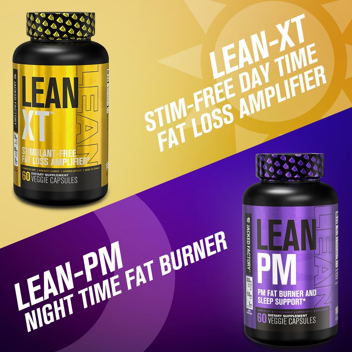 Jacked Factory Lean-XT Caffeine Free Fat Burner - Non Stim Weight Loss Supplement, Appetite Suppressant & Metabolism Booster | Acetyl L-Carnitine