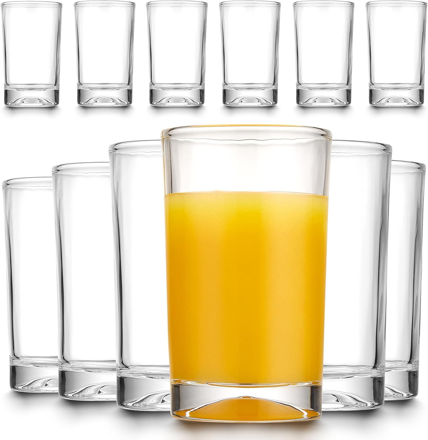 Mfacoy Small Juice Glasses Set of 6, 5.5-ounce Glass Cups, Heavy Base Small Drinking Glass Set, Clear Cups, Thick and Durable Shot Glasses