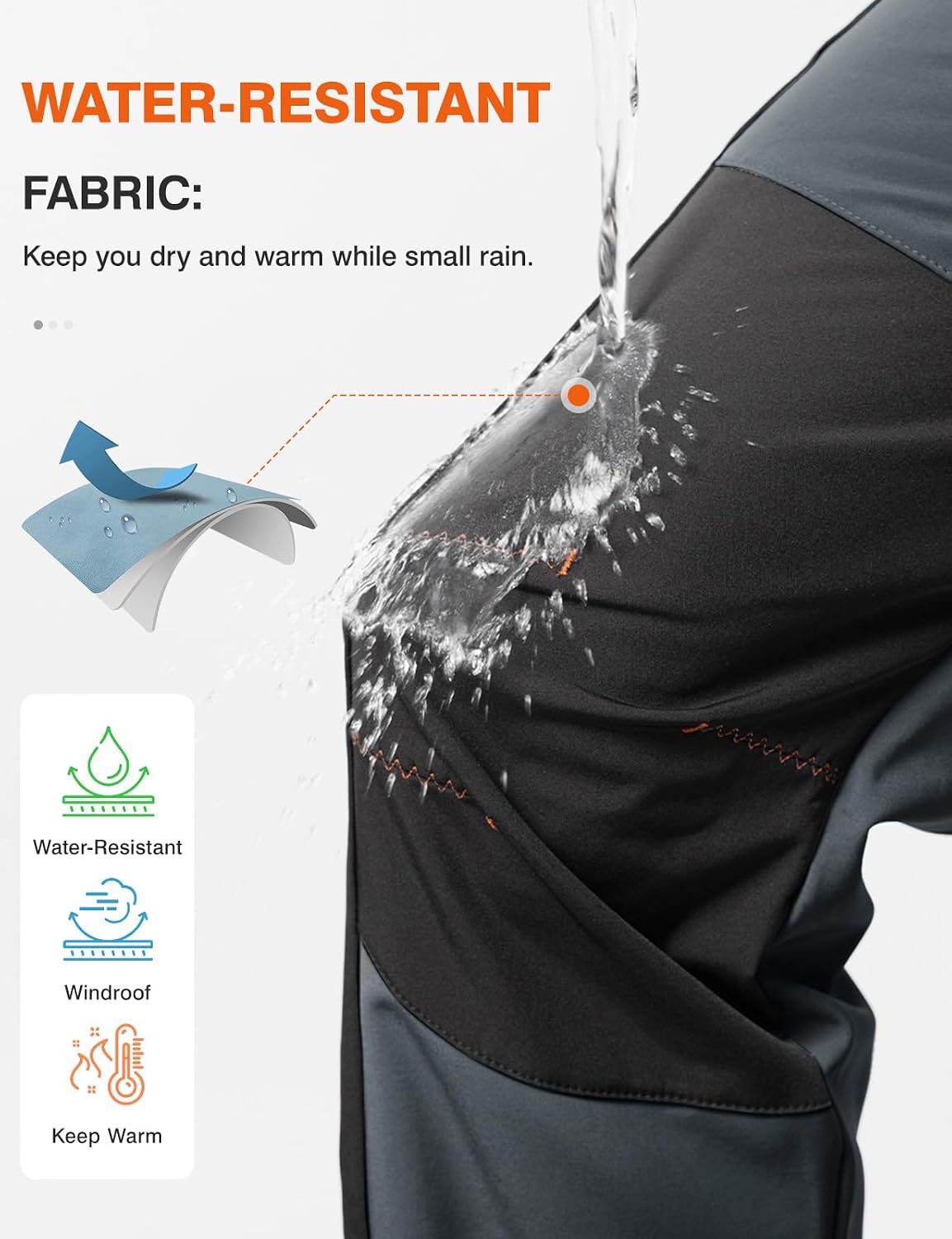 TBMPOY Men's Snow Ski Hiking Pants Waterproof Winter Fleece Lined Pants Camping Skiing Ice Fishing Pants with Belt