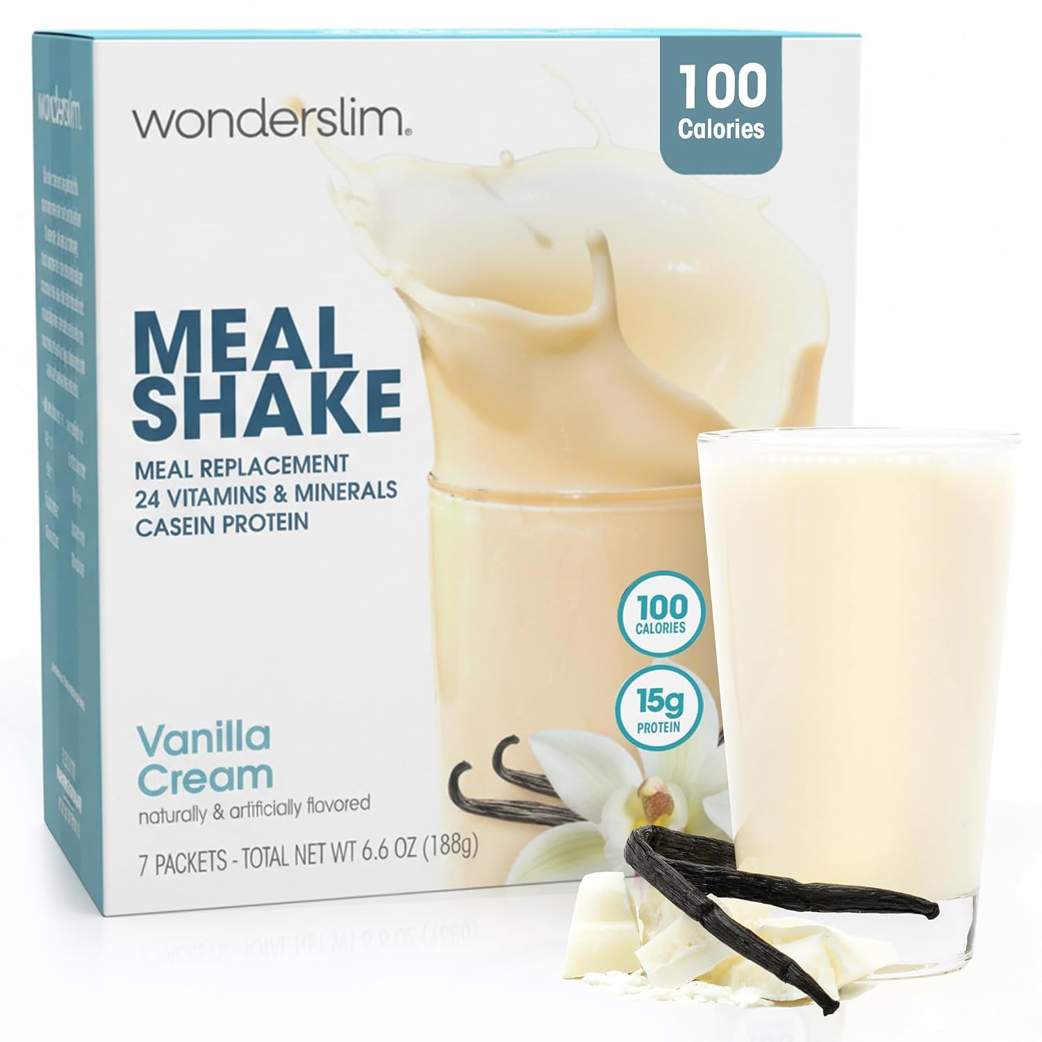 WonderSlim Protein Meal Replacement Shake – 15g Protein, 24 Vitamins & Minerals, Low Carb, Low Calorie, Gluten Free – Meal Replacement Drink for Weight Management, 7 Count Packets (Dark Cocoa Cream)