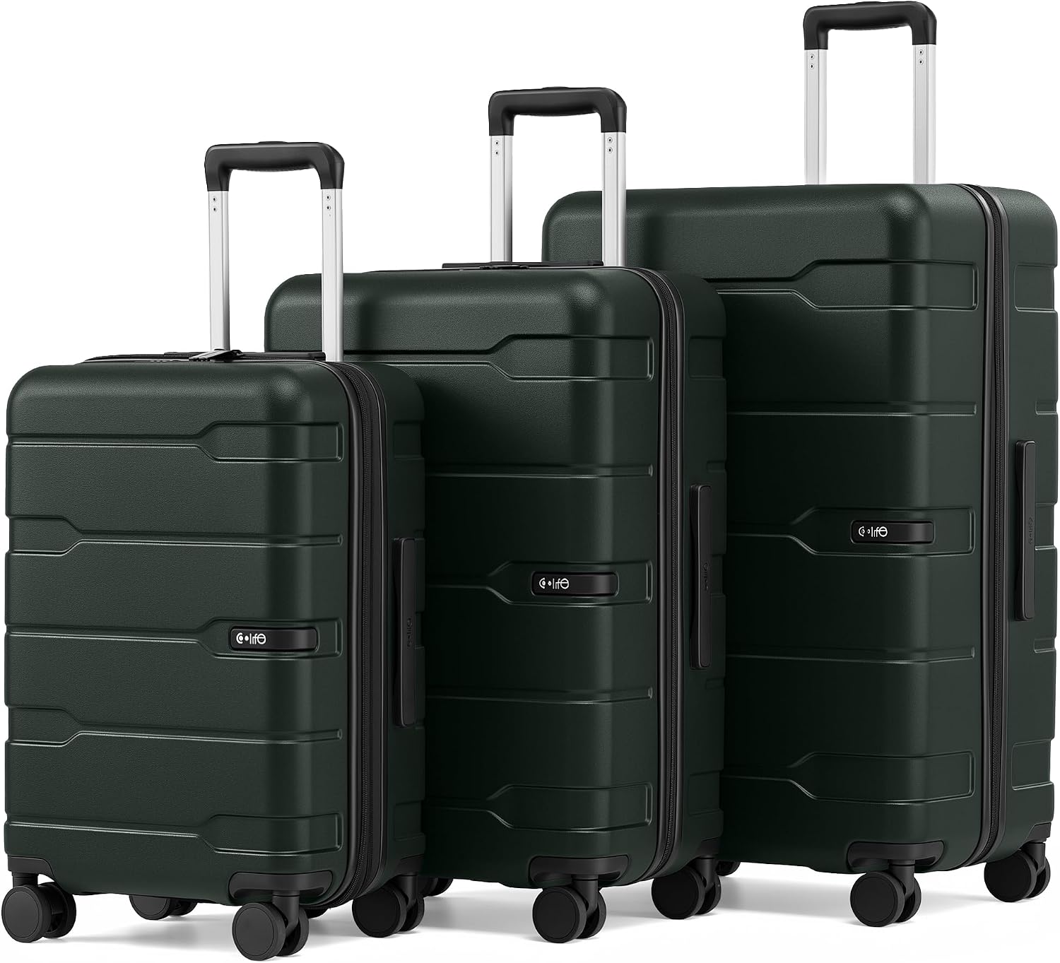 Coolife Medium Checked Luggage Hardside Suitcase with Spinner Wheels, 24in | Lightweight ABS+PC, Rolling Travel Suitcase with TSA Lock, Spinner Wheels, Durable Zipper, Charcoal