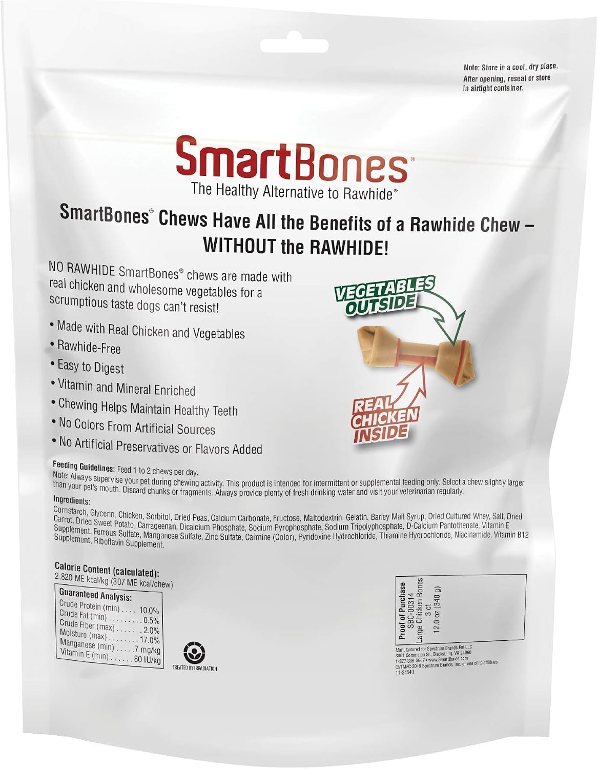 SmartBones Large Chews, Treat Your Dog to a Rawhide-Free Chew Made with Real Meat and Vegetables | With With Real Chicken, Easy To Digest Chew, Vitamin & Mineral Enriched, Helps Maintain Healthy Teeth, For Large Dogs