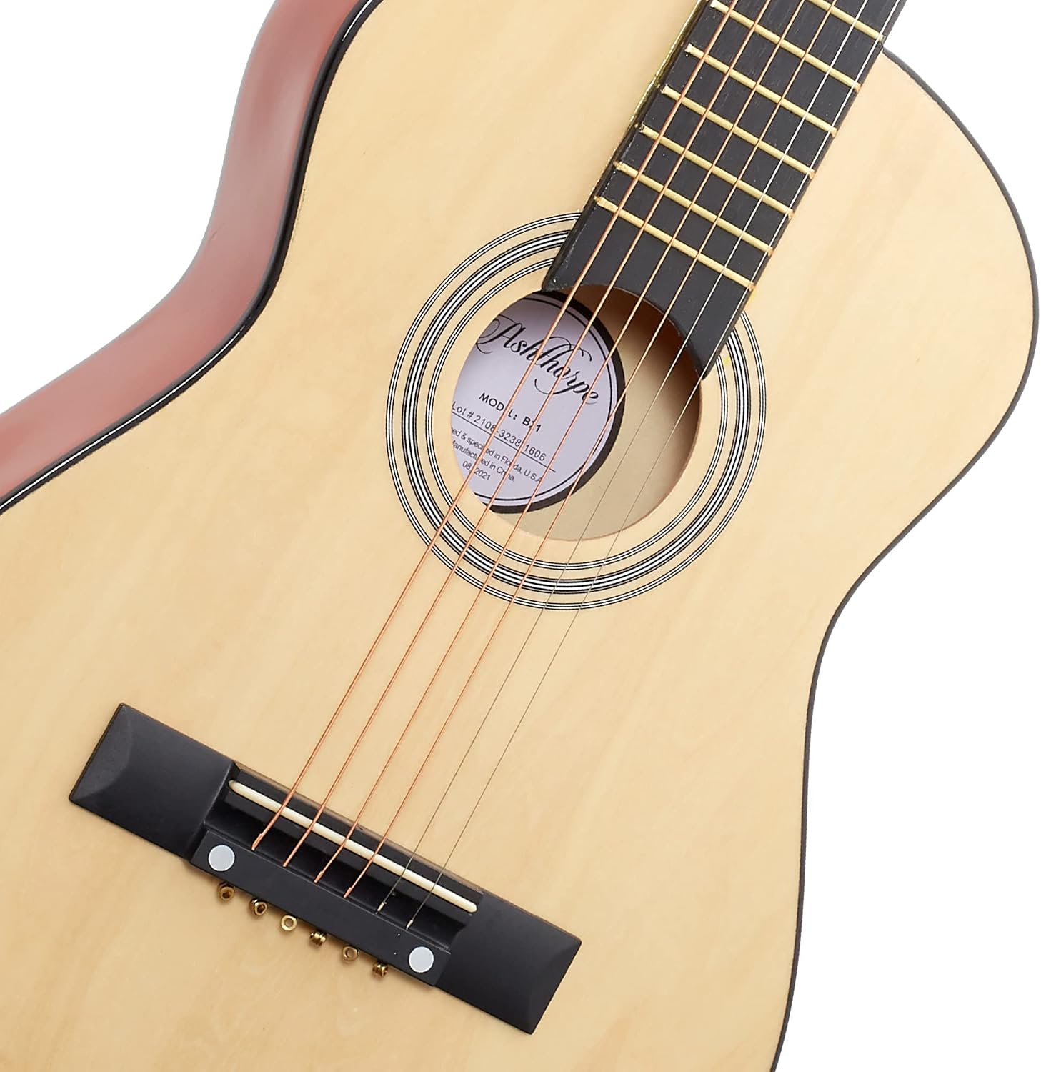 Ashthorpe 38-inch Beginner Acoustic Guitar (Red), Starter Kit with Gig Bag, Extra Strings, Strap, Picks, and Lessons