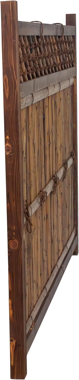 Red Lantern 4 x 1.5 ft. Japanese Bamboo Kumo Fence Panel, 4ft. x 2ft, Brown