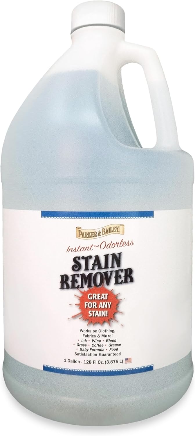 Parker & Bailey Liquid Stain Remover - Instant Stain Removal on Laundry Clothing Fabric Ink Grease Blood Grass Coffee Wine Food Carpet Upholstery Spot Cleaner Odor Free Detergent Booster, 8oz