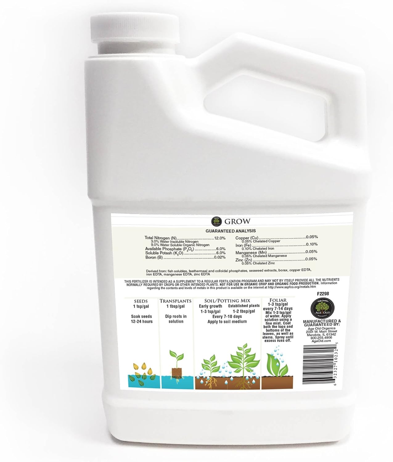 Grow Natural Based Liquid Fertilizer, 32-Ounce