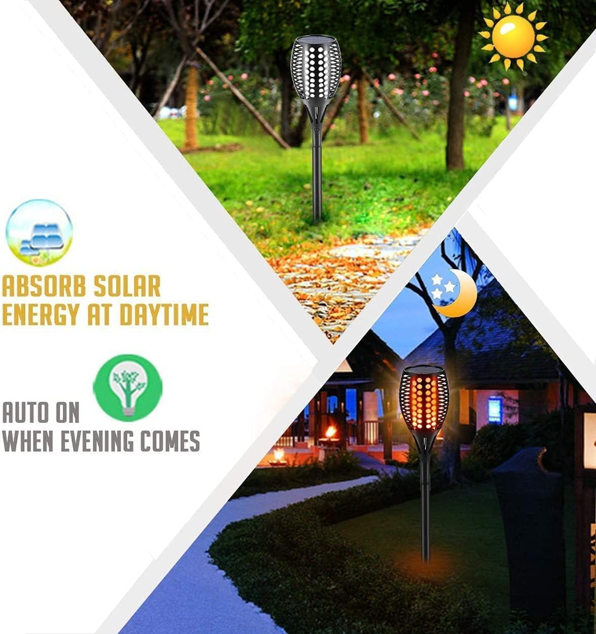 Aityvert Upgraded Larger Solar Torch Lights, Waterproof Outdoor Dancing Flames Light, Flickering Flames Garden Lights, Landscape Decoration Pathway Patio Lights 43" 96 LED (4 Pack)