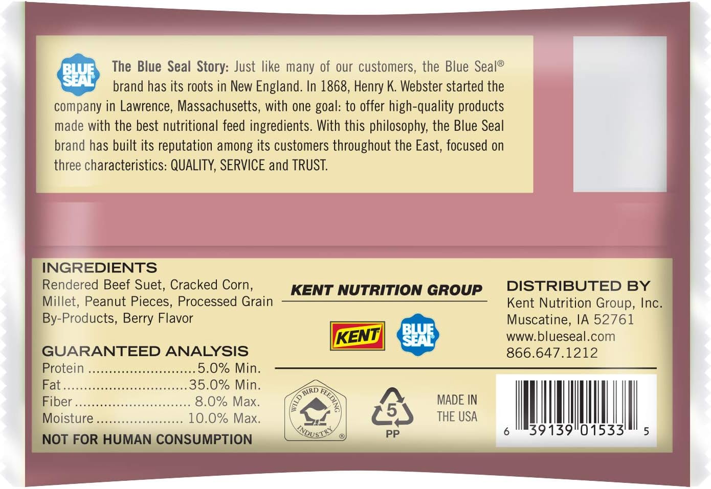 Blue Seal Nuts & Berry Suet Cakes for Wild Birds - No Mess Suet Feed, Food for Woodpeckers, Cardinals, Siskins, Sparrows & More - 11oz Suet Feeder