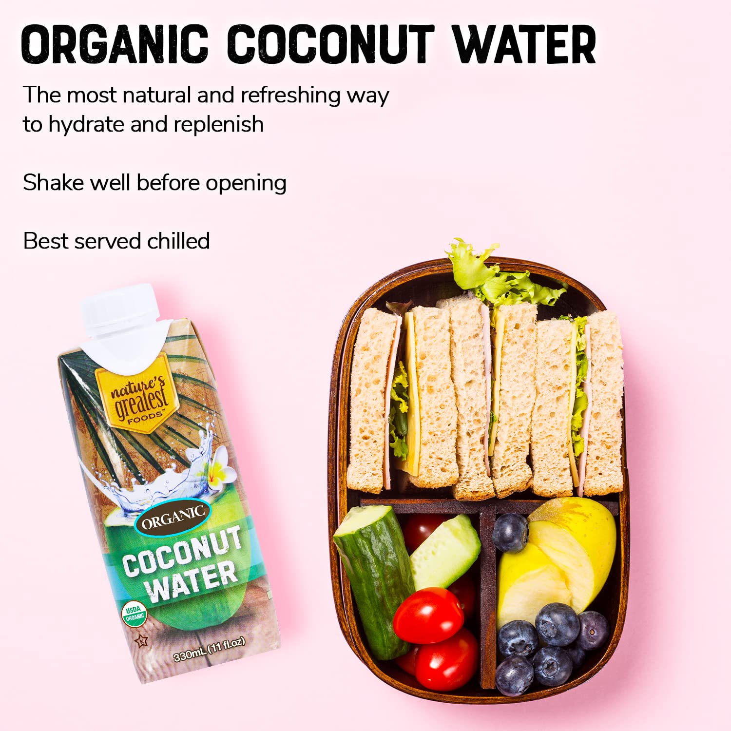 Nature's Greatest Foods Organic Coconut Water, Electrolytes 33.8 Fl Oz, 6Pk