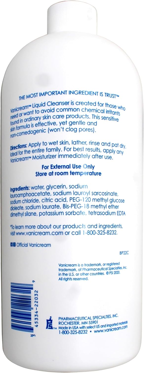Vanicream Liquid Cleanser Refill, for Sensitive Skin, 32 FL OZ Bottle