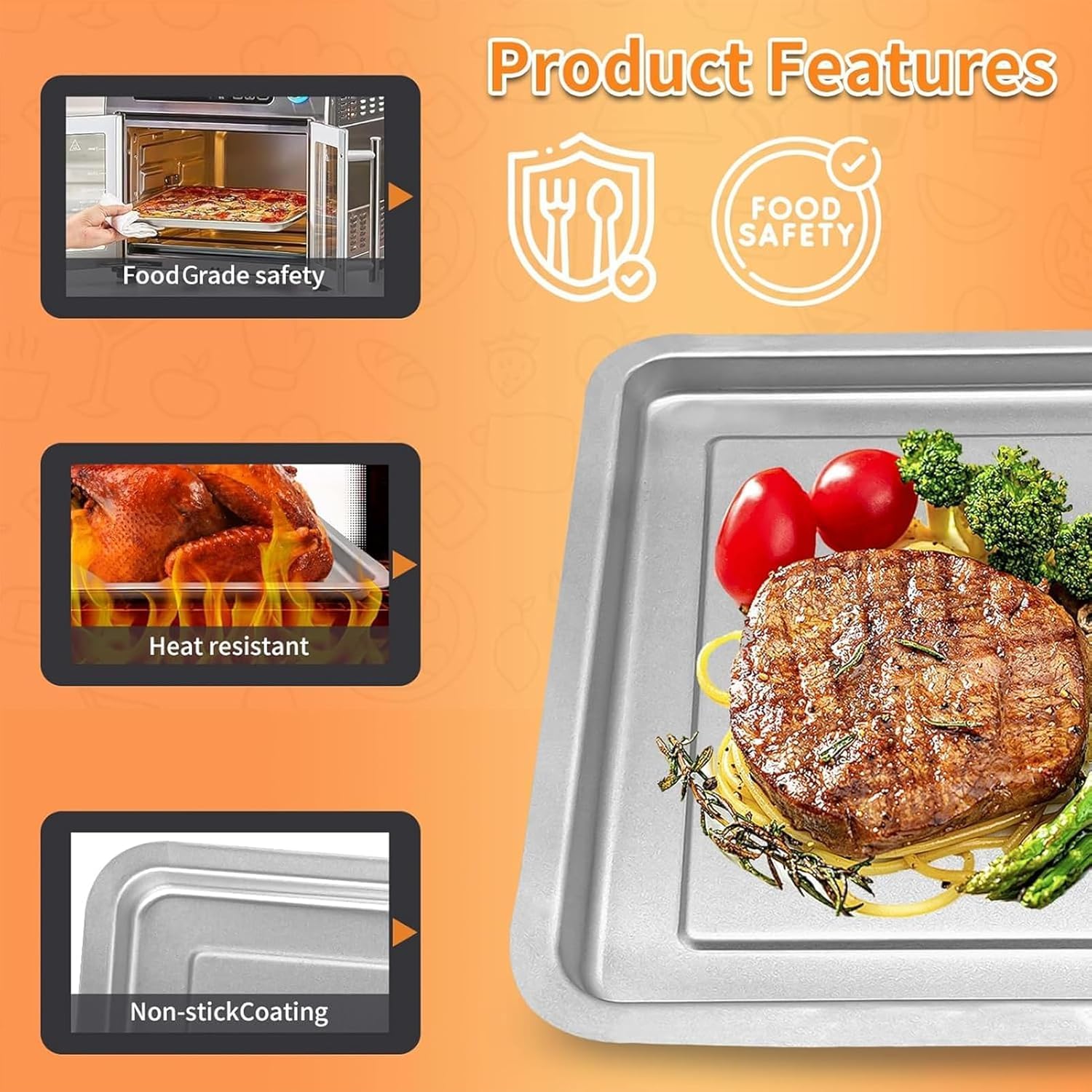 Air Fryer Grill Pan for Emeril Lagasse Everyday 360 Air Fryer, 12''×10'' Stainless Steel Air Fryer Accessories Replacement Crisper Tray Bake Pan, Not fit for Emeril Lagasse 26 QT 25 QT French Door