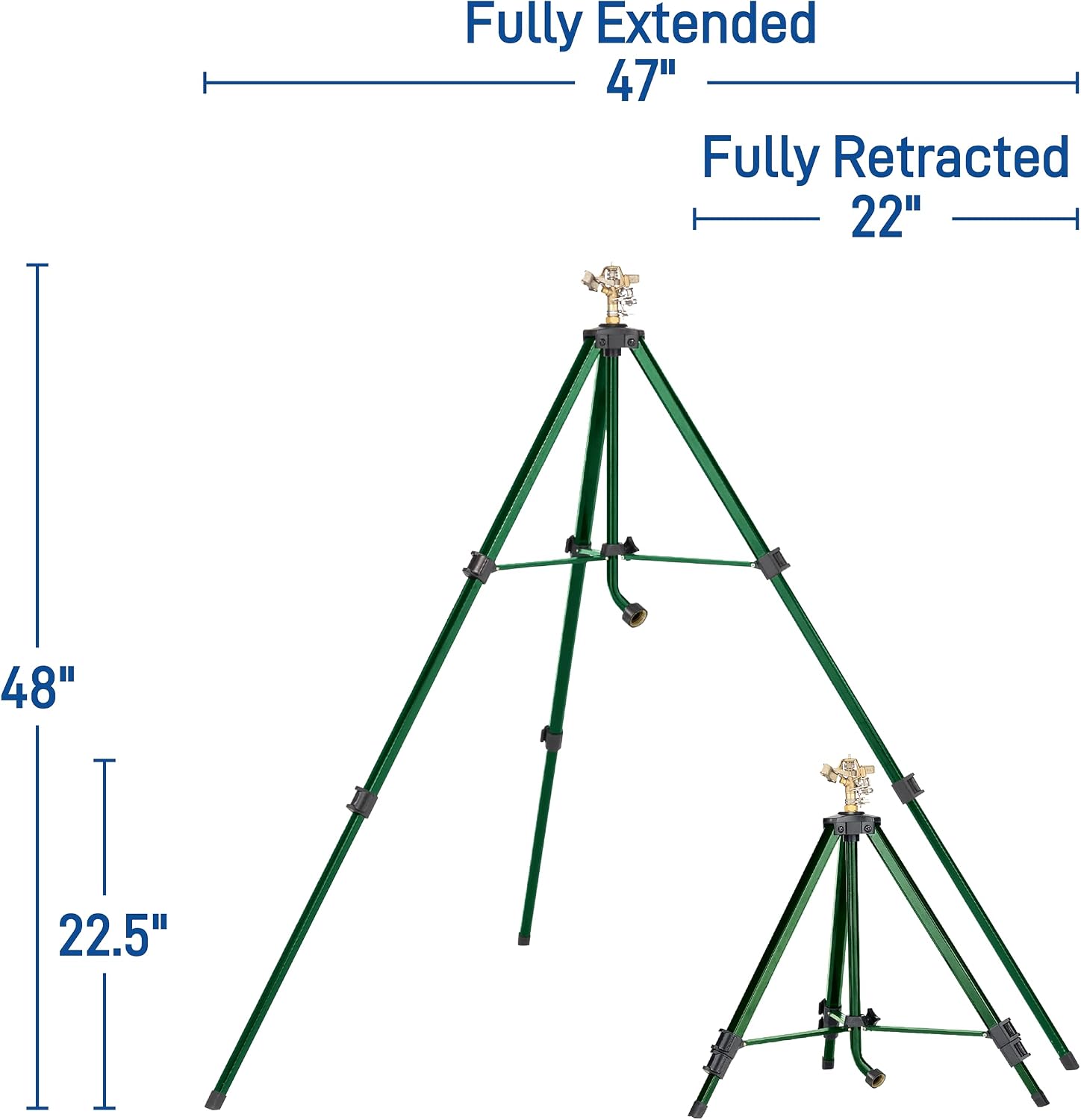 Orbit 58308Z Brass Impact Sprinkler on Tripod Base - Heavy-Duty Brass Sprinklers on Tripod.