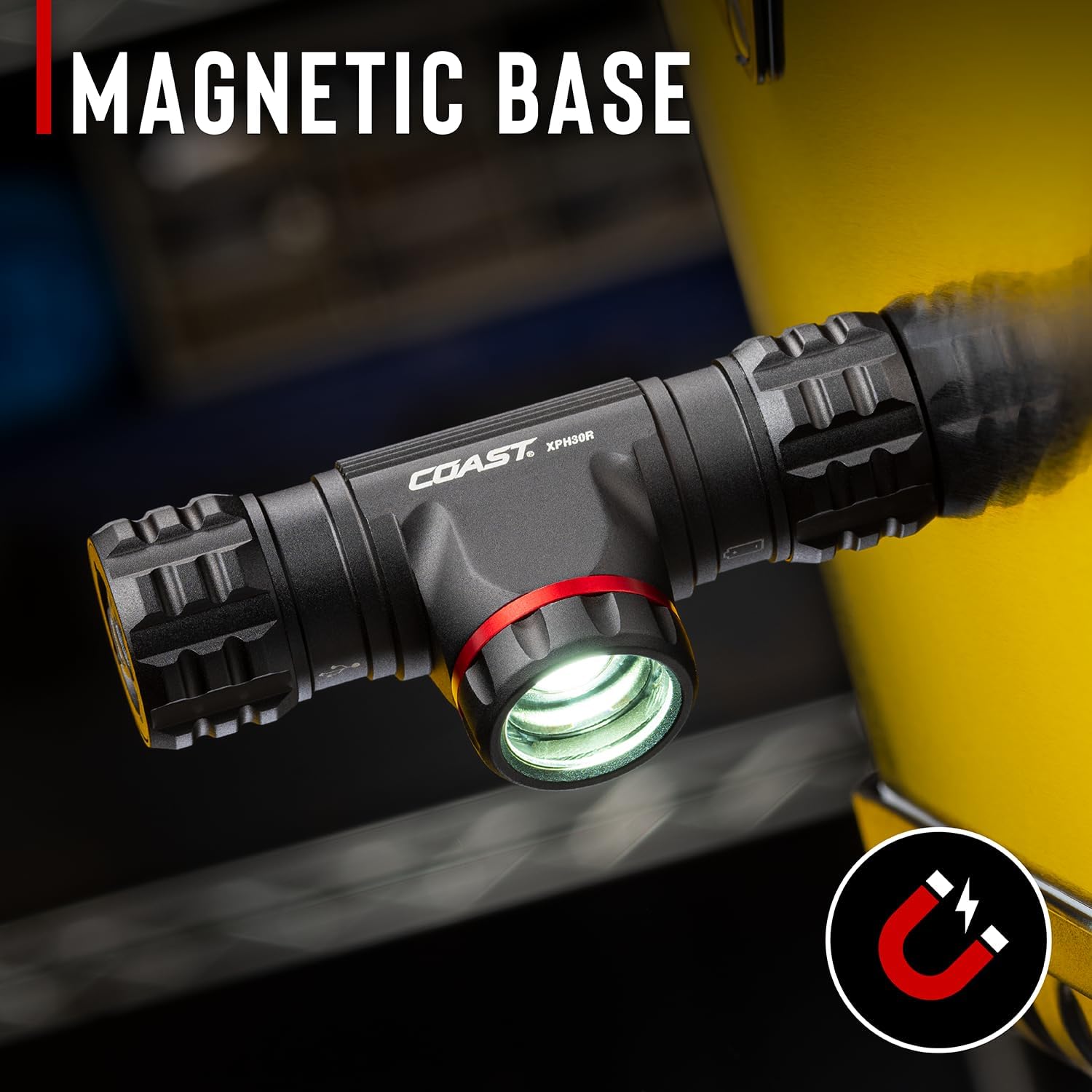 Coast XPH30R 1200 Lumen USB-C Rechargeable Dual Power Headlamp with Twist Focus Beam and Magnetic Base, 4.37 oz. - Black