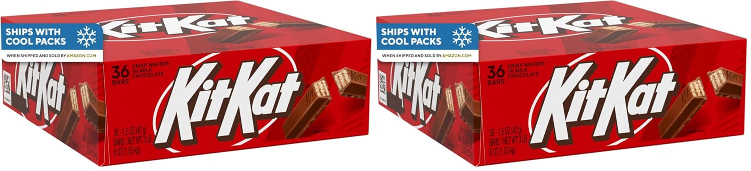 KIT KAT Milk Chocolate Wafer Candy Bars, 1.5 oz, 36 ct | Crisp Wafers Covered in Milk Chocolate, Kosher, Individually Wrapped Chocolate Candy for Lunch Boxes and Sharing, 36 ct