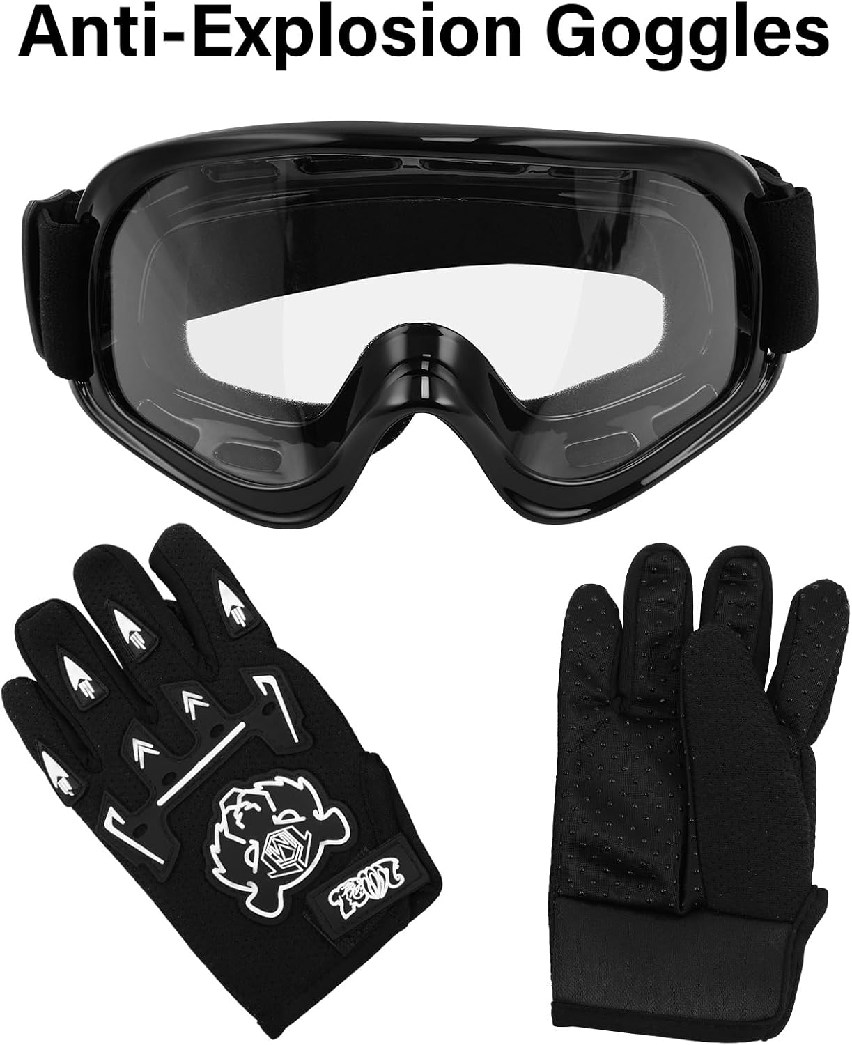 SLMOTO ATV Helmets for Kids Youth DOT Motocross Offroad Street Helmet Motorcycle Blue Helmet Dirt Bike Motocross Helmet+Goggles+Gloves
