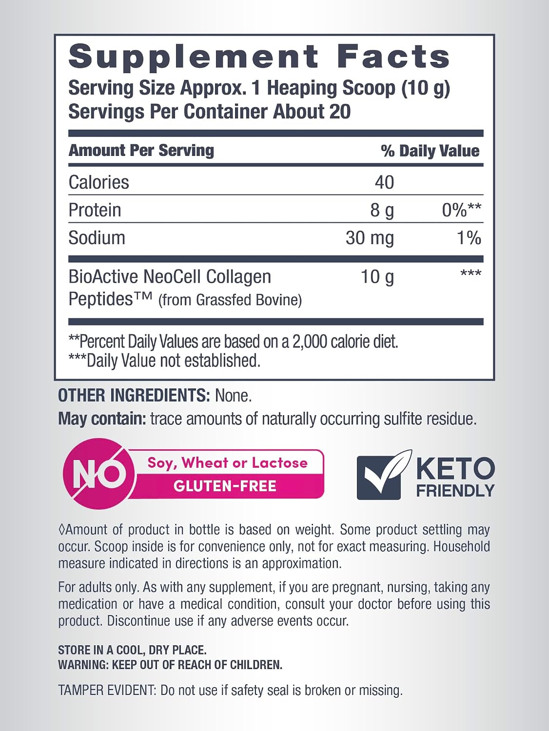 NeoCell Grassfed Collagen Peptides Powder | 7 oz | Unflavored | for Women and Men | Hair, Skin, & Nails