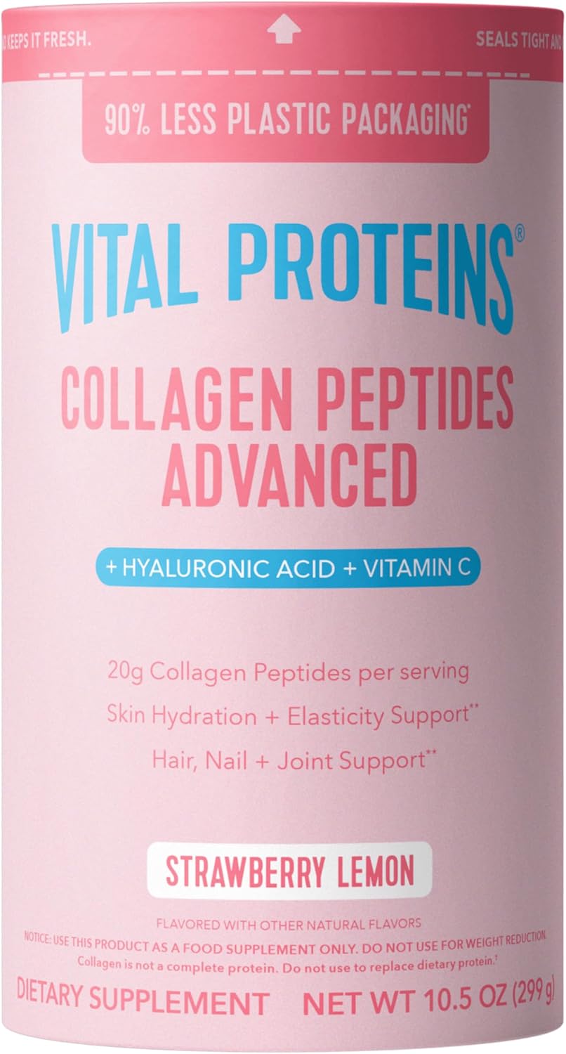 Vital Proteins Collagen Peptides Powder Advanced, Unflavored, 20oz | Hyaluronic Acid & Vitamin C, Supports Hair Skin & Nails, Collagen Peptides, 27 Servings