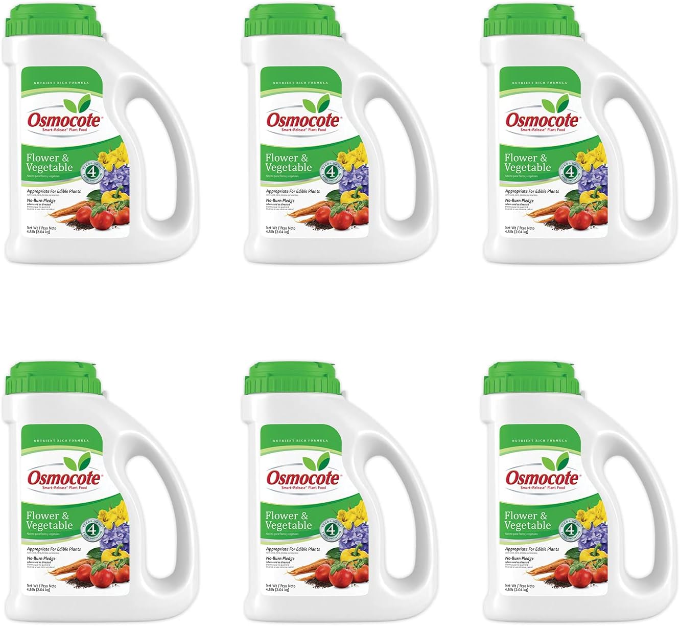 Osmocote Smart-Release Plant Food Flower & Vegetable, Plant Fertilizer, 4.5 lbs. (6-Pack)