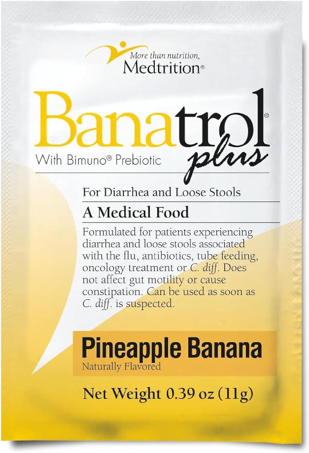 Medtrition Banatrol® Natural Anti-Diarrheal with Prebiotics, Relief from Chronic Diarrhea, IBS, Recurring Diarrhea, Clinically Supported Medical Food, Non-Constipating, 75 Servings (Pineapple)