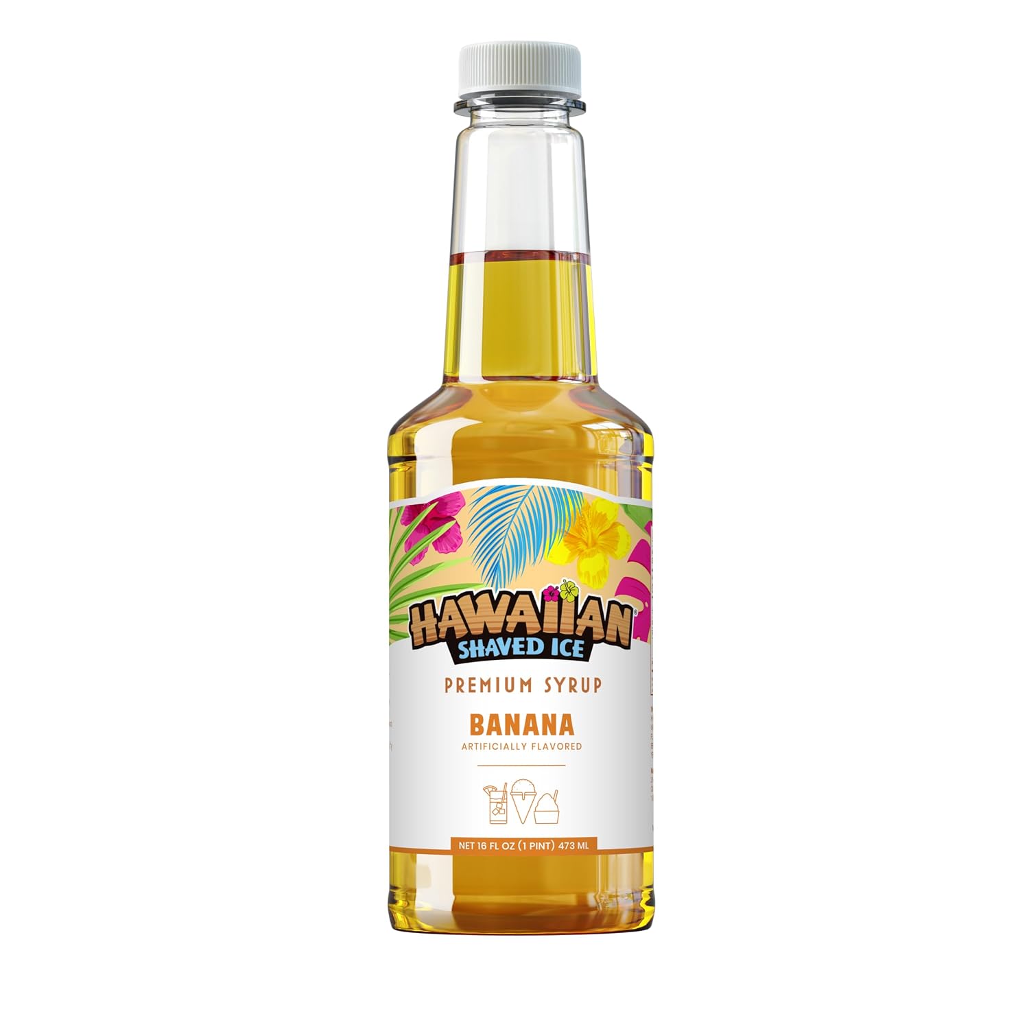 Hawaiian Shaved Ice Blue Raspberry Syrup - Made Nut Soy Dairy Free in the USA - Flavor Fluffy Shaved & Crunchy Snow Cone - Shelf Stable After Opening - Makes 8 Servings - 16 ounces