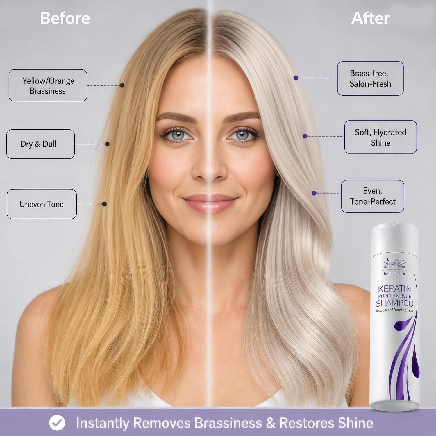 VITAMINS hair cosmetics Keratin Purple Blue Shampoo Anti Brass for Blondes