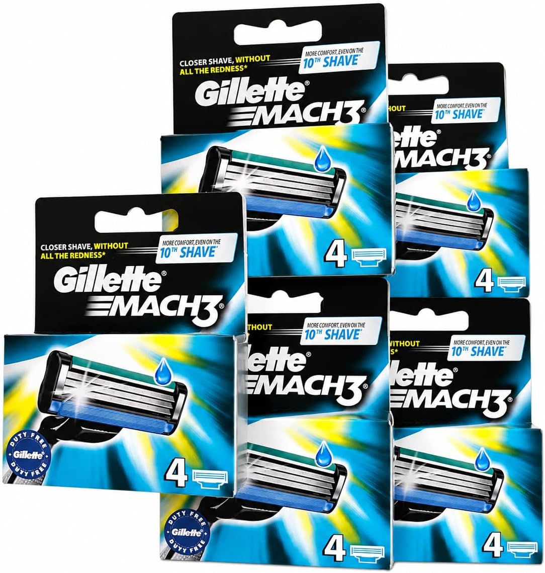Gillette Mach 3 Razor Refill 20 Count (5 Pack of 4)